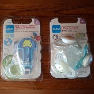 MAM Day & Night Pacifier, 6-16 Months, 3 Count Plus Clip 0+ Months Glow In Dark